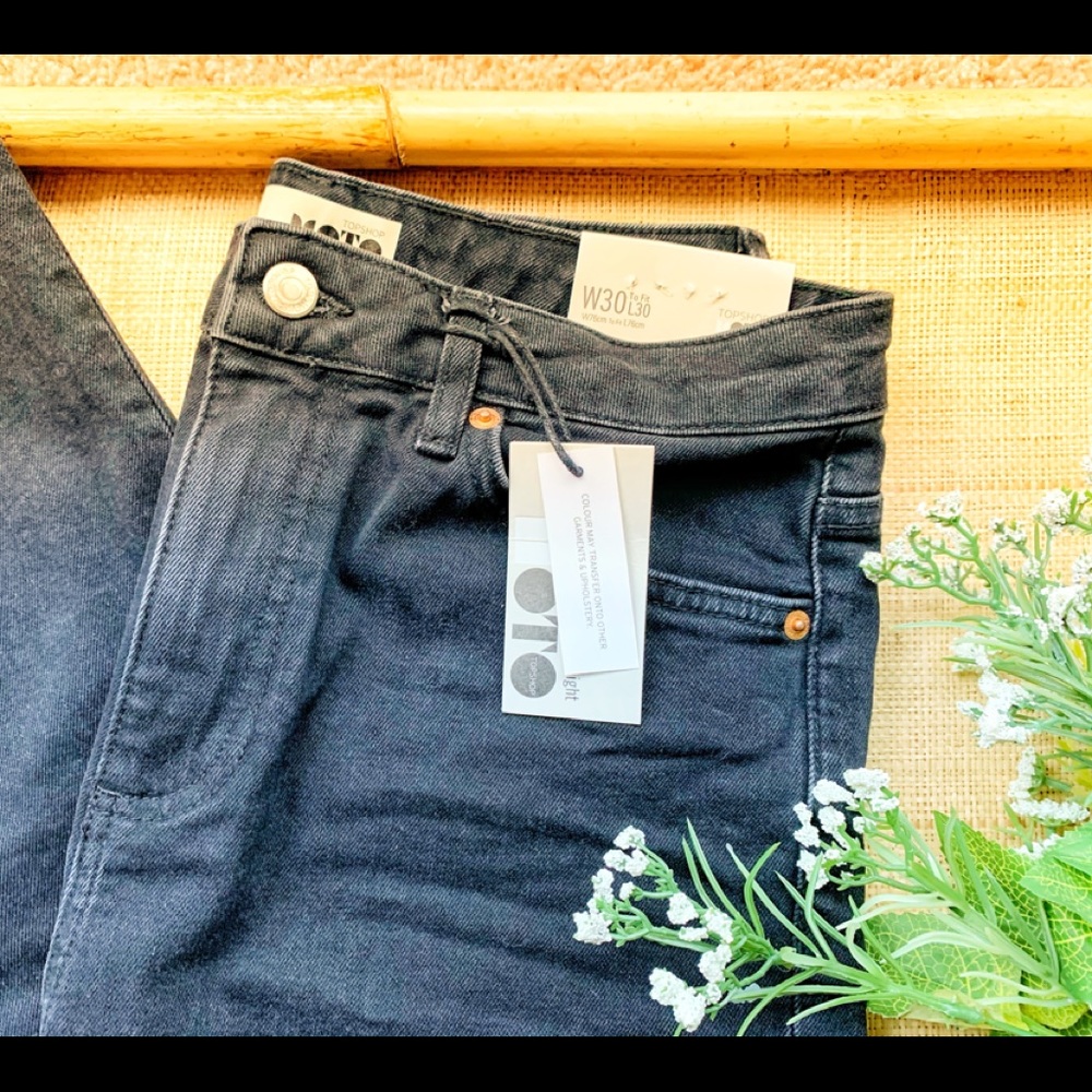 Topshop Black Raw Hem Organic Cotton Jeans